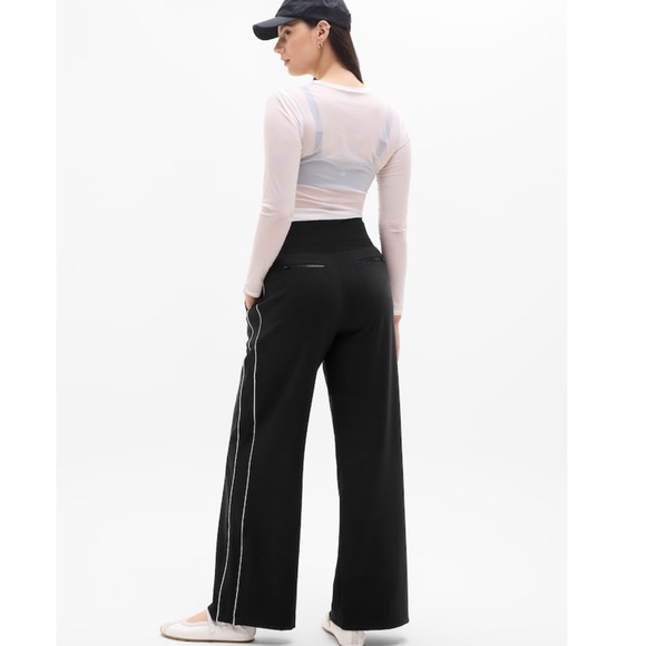 NWT Athleta Venice Track Stripe Wide Leg Pant | Black/White Stripe - Picture 7 of 12